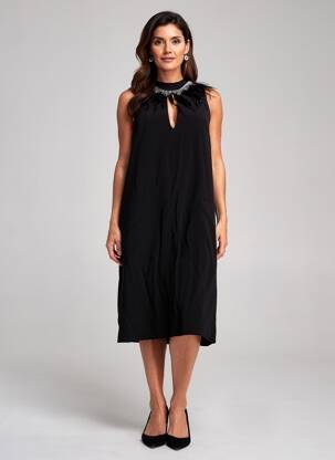 Robe mi-longue coupe fluide sans manche noir TWINSET femme