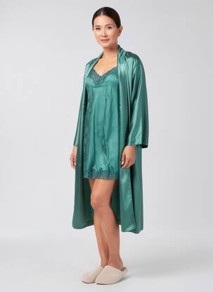 Nuisette/combinette effet matière satinée vert VIVIS femme