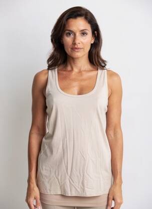 Top tissage jersey sans manche beige NOTSHY femme