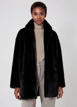 Manteau long coupe droite sans capuche noir TWINSET femme