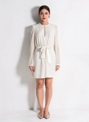 Robe mi-longue coupe fluide manches longues blanc TWINSET femme