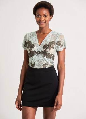 Body coupe cintrée manches courtes vert MARJOLAINE femme