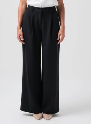 Pantalon large fermeture zippée sous rabat boutonné taille normale noir HANA SAN femme