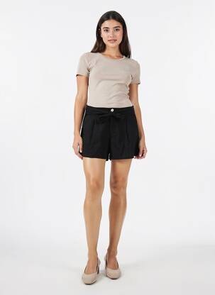 Short fermeture zippée sous rabat boutonné taille normale noir VERDISSIMA femme