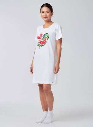 Chemise de nuit manches courtes blanc REBELLE femme
