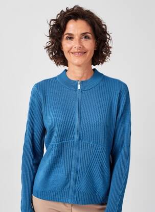Gilet manches longues stretch bleu MARBLE femme
