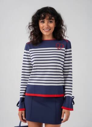 Pull col bateau manches longues bleu BETTY BARCLAY femme