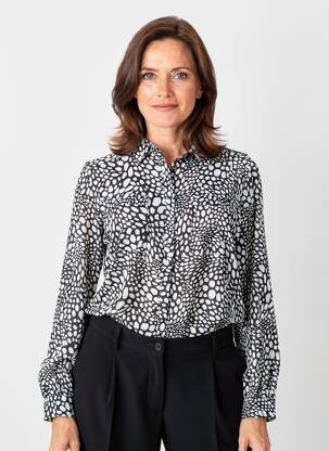 Chemisier tissage crêpe manches longues noir MARBLE femme