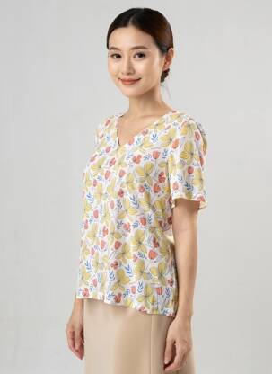 Blouse manches courtes manches courtes jaune ARMOR LUX femme