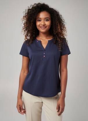 T-shirt col v manches courtes bleu IL GRANCHIO femme