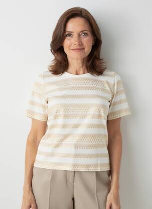 T-shirt sérigraphie manches courtes beige FRANK WALDER femme