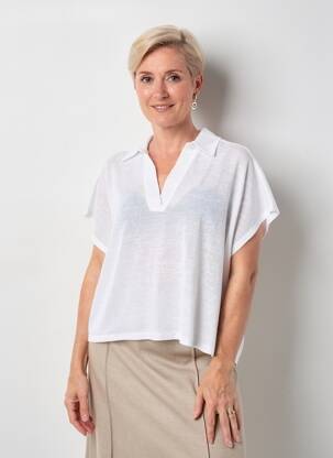 T-shirt tissage jersey manches courtes blanc MARBLE femme