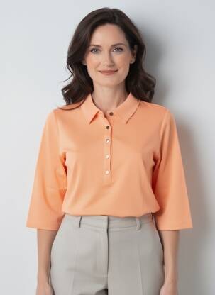 Polo stretch manches courtes orange MARBLE femme