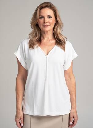 T-shirt col v manches courtes blanc SOMMERMANN femme