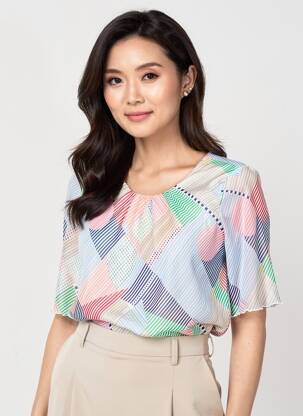 Blouse légère et transparente manches 3/4 bleu SOMMERMANN femme