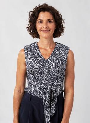 Top tissage jersey sans manche bleu MARBLE femme