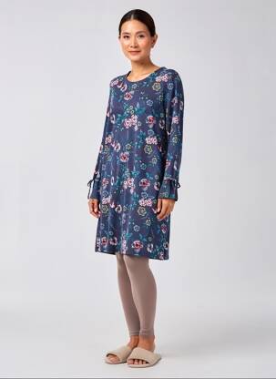 Chemise de nuit manches longues bleu PASTUNETTE femme