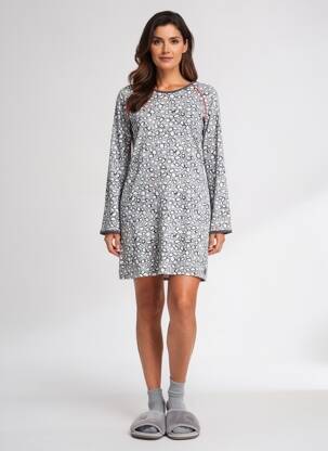 Chemise de nuit manches longues gris PASTUNETTE femme