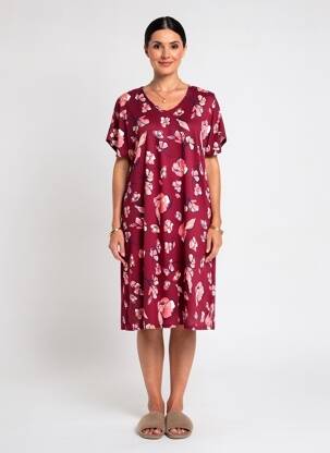 Chemise de nuit col v rouge SCHIESSER femme