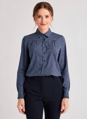 Chemisier imprimé fantaisie manches longues bleu ARMOR LUX femme