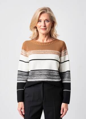Pull coupe droite manches longues marron MARBLE femme