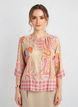 Blouse imprimé fantaisie manches 3/4 beige BETTY BARCLAY femme