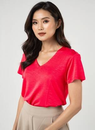 Top manches courtes manches courtes rouge MARBLE femme