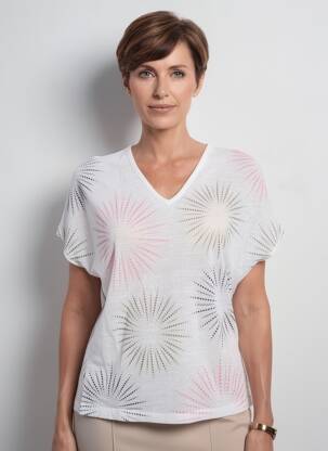 Top manches courtes manches courtes blanc MARBLE femme