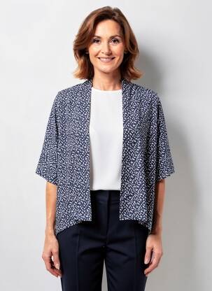 Gilet manches courtes coupe droite bleu MARBLE femme