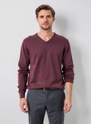 Pull col v manches longues rouge PIERRE CARDIN homme