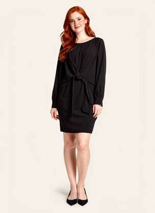 Robe courte fermeture zippée au dos manches longues noir BELAIR femme