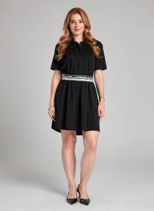 Robe courte manches courtes manches courtes noir KARL LAGERFELD femme