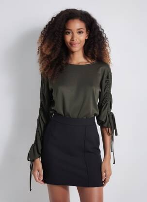 Top stretch manches longues vert NÜ femme
