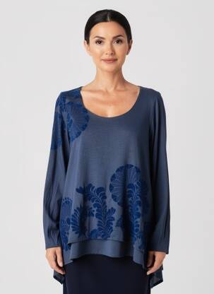 Tunique manches longues col rond bleu DESIGUAL femme