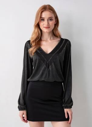 Top stretch manches longues gris NÜ femme