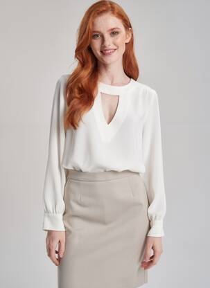 Top tissage crêpe manches longues beige LA PETITE FRANCAISE femme