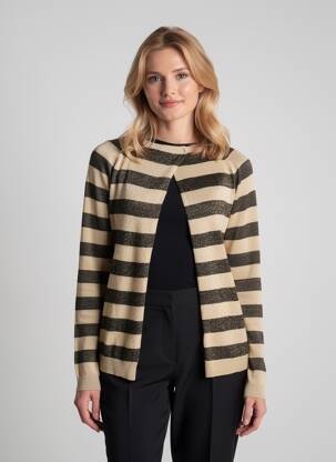 Gilet manches longues col rond beige GAUDI femme
