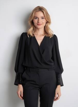 Top tissage crêpe manches longues noir ACCESS femme