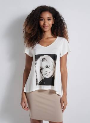 T-shirt imprimé fantaisie manches courtes blanc BRIGITTE BARDOT femme