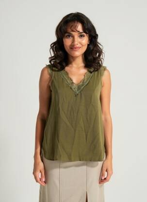 Top coupe fluide sans manche vert TINTA femme