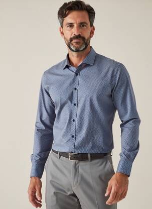 Chemise manches longues imprimé fantaisie bleu OLYMP homme