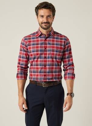 Chemise manches longues coupe droite rouge OLYMP homme