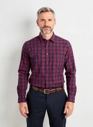 Chemise manches longues coupe droite rouge OLYMP homme
