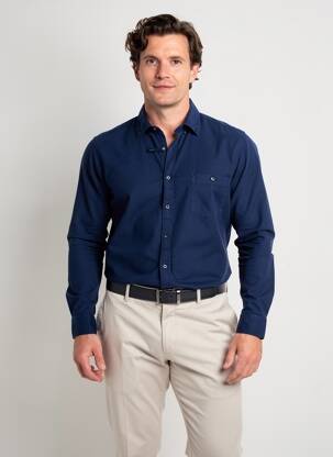 Chemise manches longues poches bleu OLYMP homme