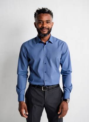 Chemise manches longues poches bleu OLYMP homme