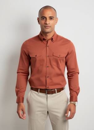 Chemise manches longues poches orange OLYMP homme