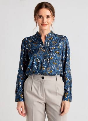 Chemisier imprimé fantaisie manches longues bleu GERARD DAREL femme