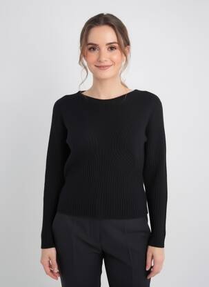 Pull col v manches longues noir CARTA LIBERA femme
