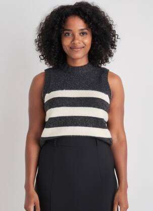 Pull tissage chiné sans manche gris WHITE STUFF femme
