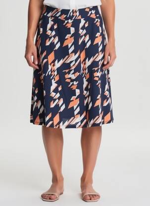 Jupe mi-longue stretch bleu MARBLE femme
